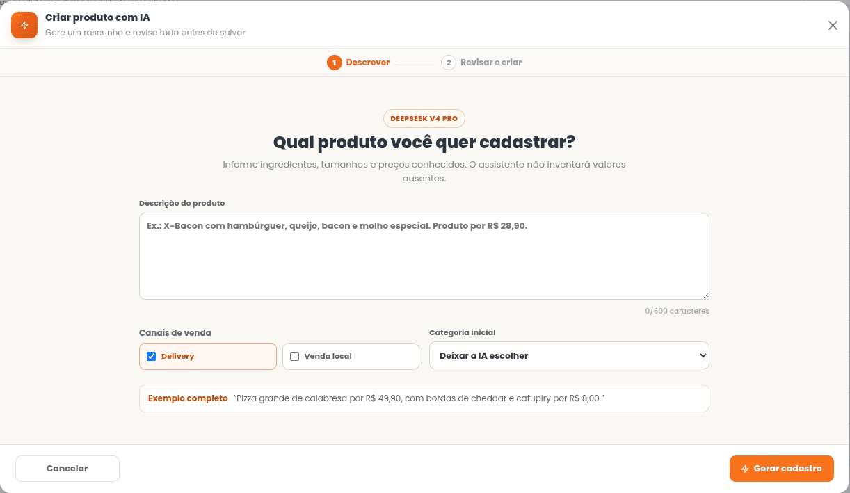 Assistente do Unledu para criar produto com inteligência artificial